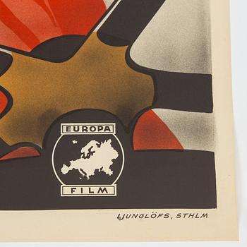 ERIC ROHMAN, a vintage lithographic movie poster, 'Sol över Sverige', Ljunglöfs, Stockholm, 1938.