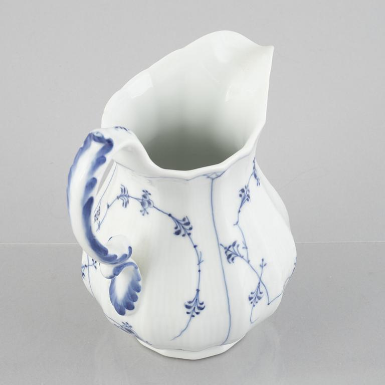 A 'Blue Fluted Plain' / 'Musselmalet rifflet' pitcher, Royal Copenhagen, model 356, post 1923.