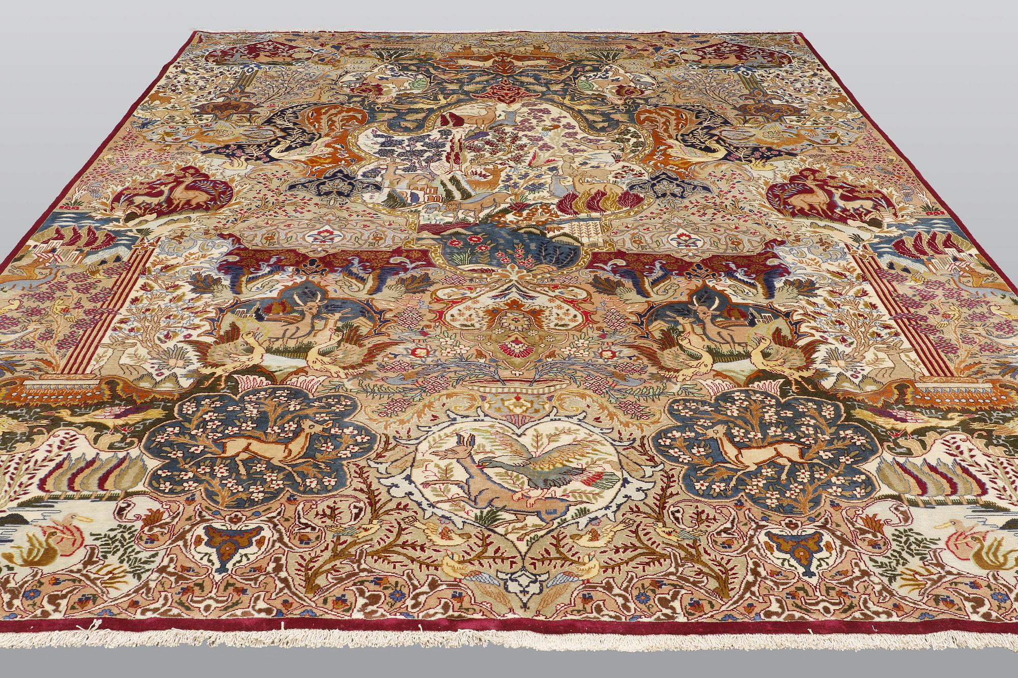 Matto, Figural Kashmar, ca 398 x 303 cm.