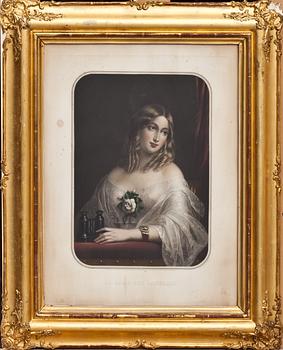 GRAVYRER, 2 st, kolorerade. 1800-talets mitt.