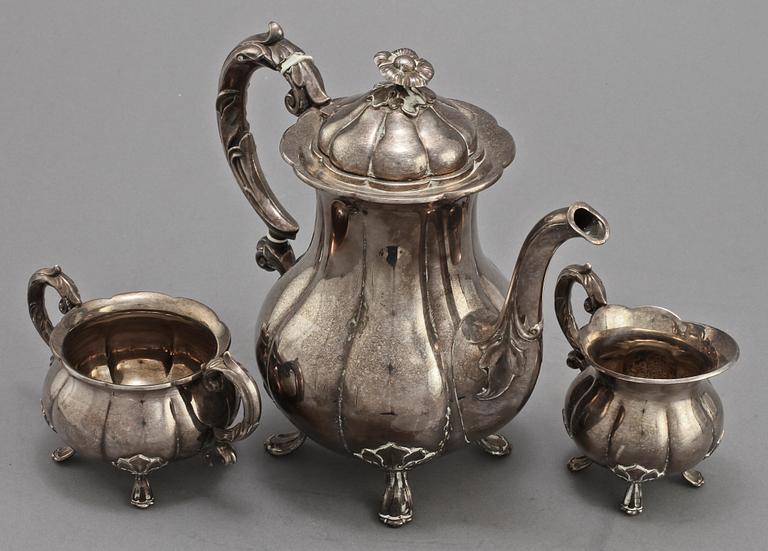 KAFFESERVIS, 3 delar, silver, Cohr, Danmark, 1900-tal. Vikt  1151 g.