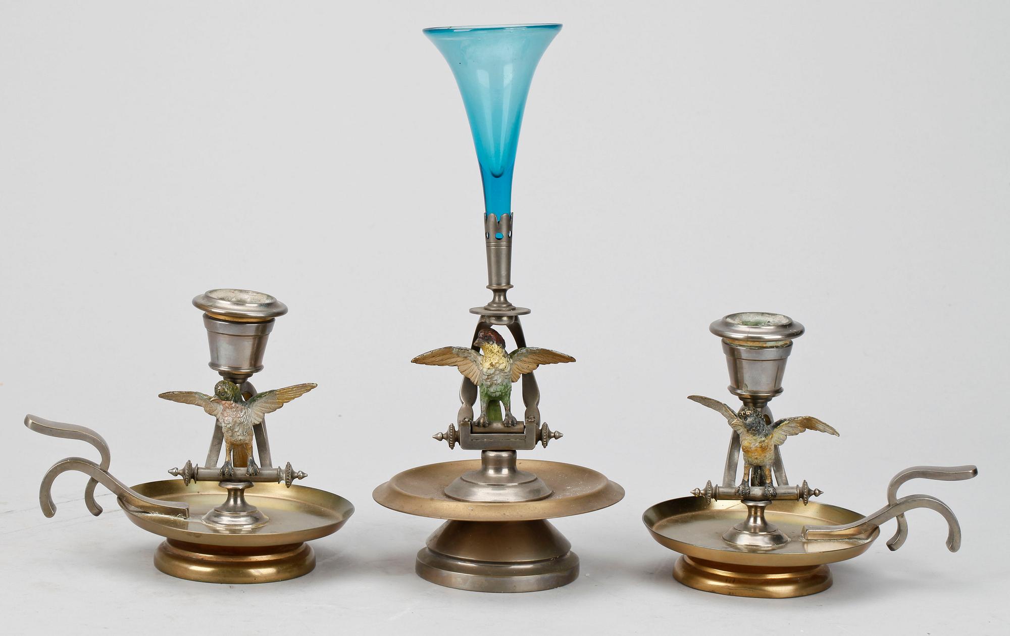 NATTJUSSTAKAR, ett par, samt, VAS, mässing, 1800/1900-tal.