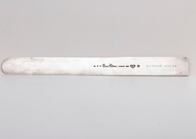 A Swedish 20th century sterling silver letter knife mark of WIWEN NILSSON Lund 1952 (?), total weight  ca 210 gr.
