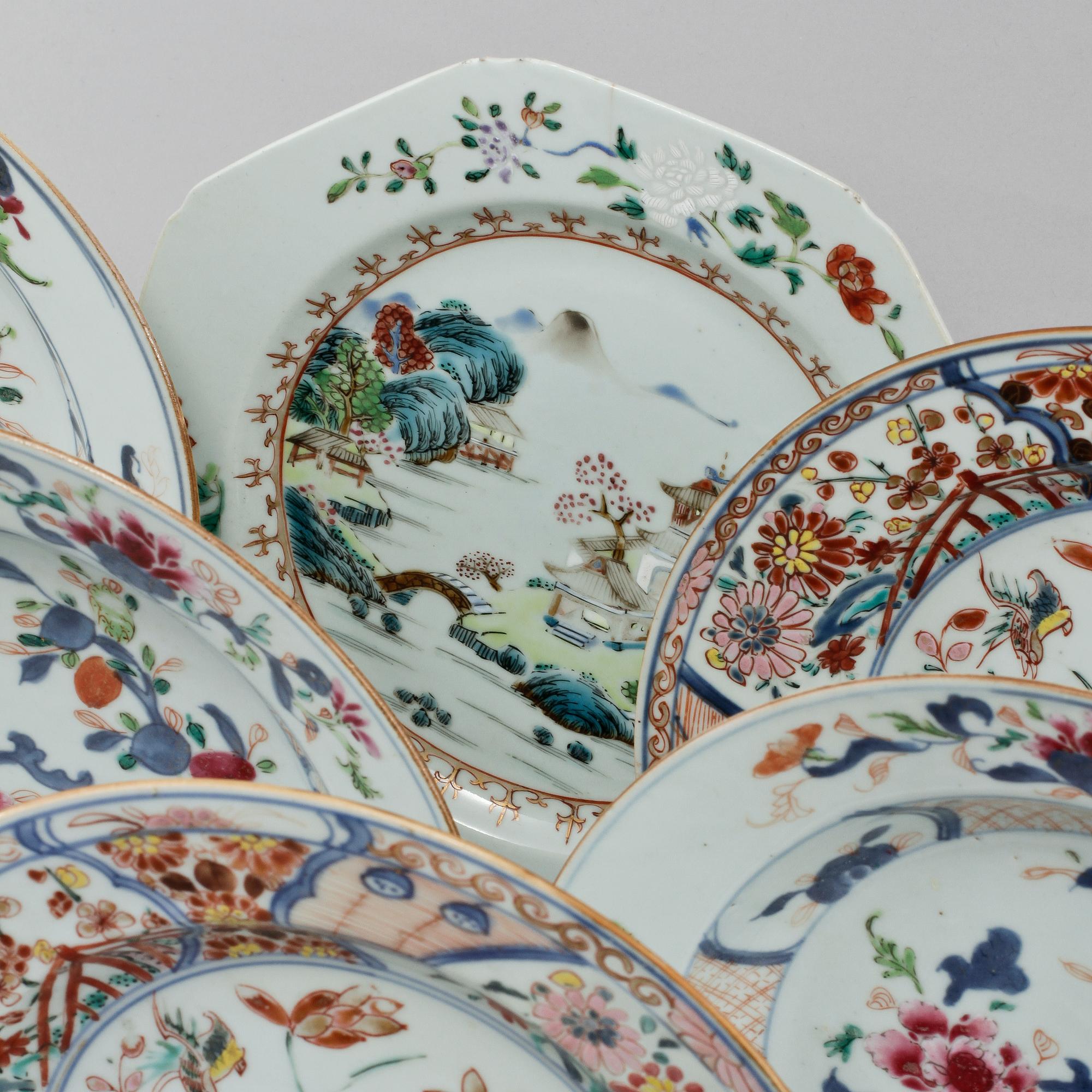 PARTI PORSLIN, 11 delar, Kina, 1700-tal.