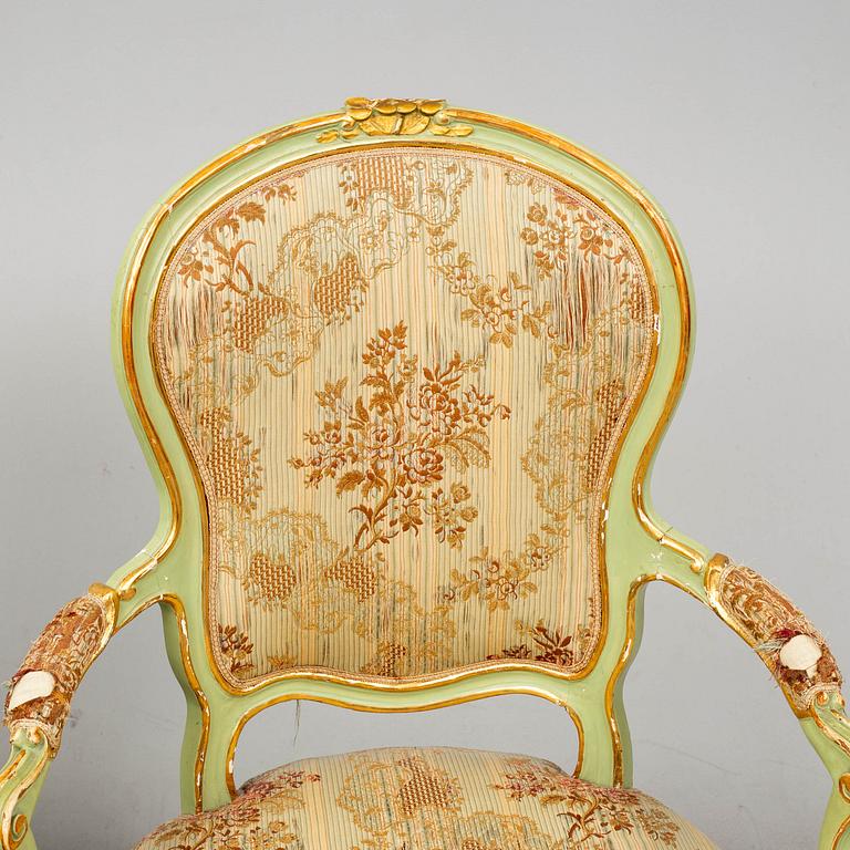 A pair of Swedish Rococo armchairs, second half of the 18th century.