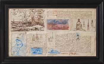 Carl Samuel Graffman, 11 drawings mounted on a printed sheet.