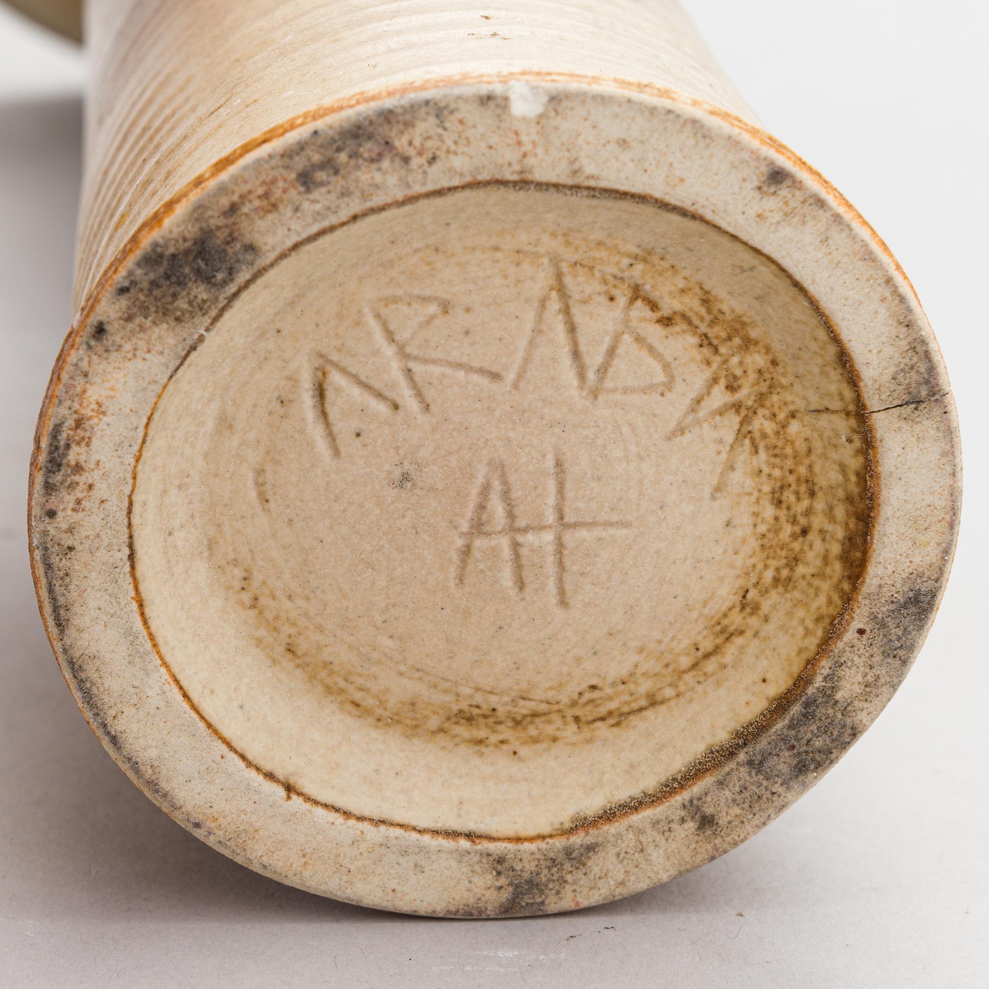 Annikki Hovisaari, a ceramic vase, signed AH Arabia.