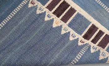 Barbro Nilsson, A carpet, "Salerno blå med enkel bård", flat weave, ca 332 x 212 cm, signed AB MMF BN.