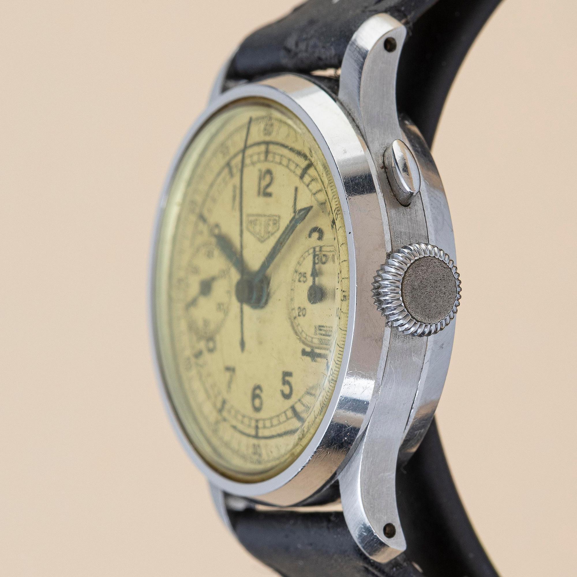 Heuer, "Monopusher", "Sector dial", ca 1935.