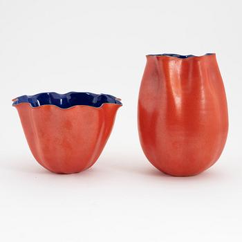 Per Hammarström, two stonware vases, signed.