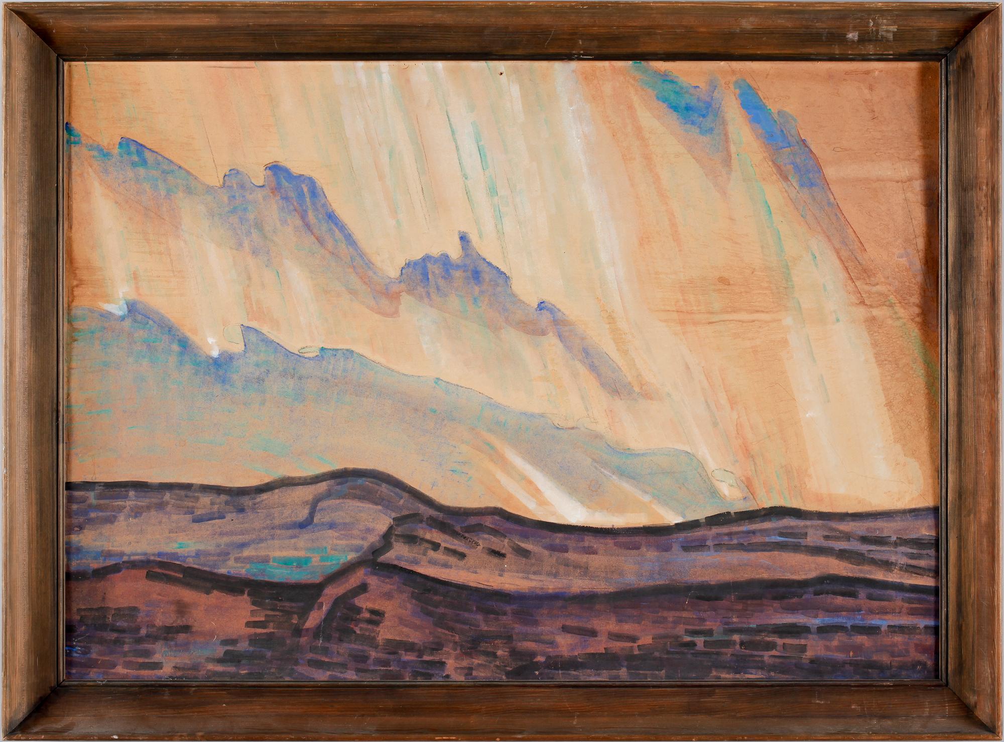 AXEL TÖRNEMAN. Blandteknik på pappannå. Sign a tergo.