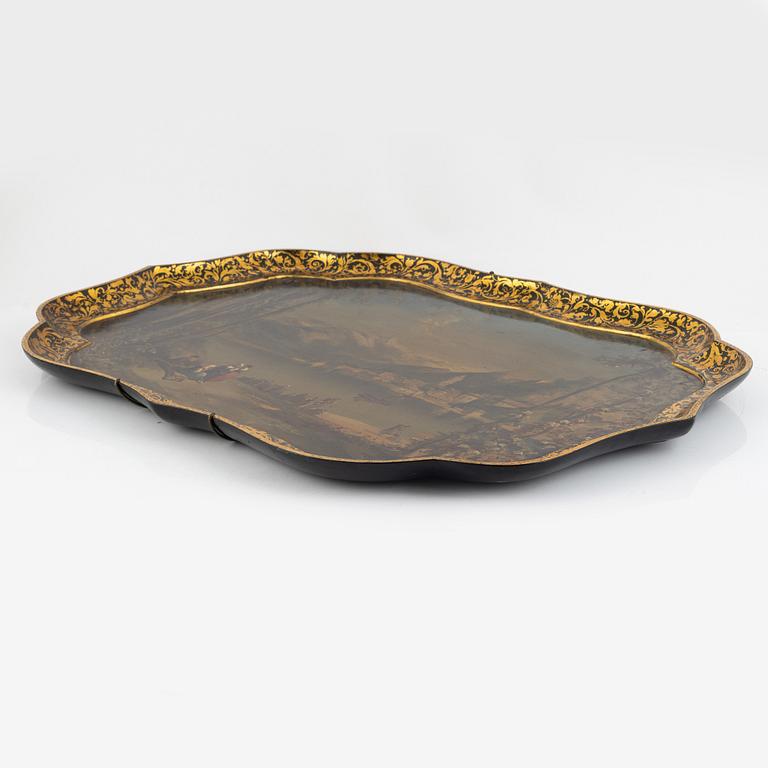 A papier-maché tray, Jennings & Bettridge, England, second half of the 19th century.