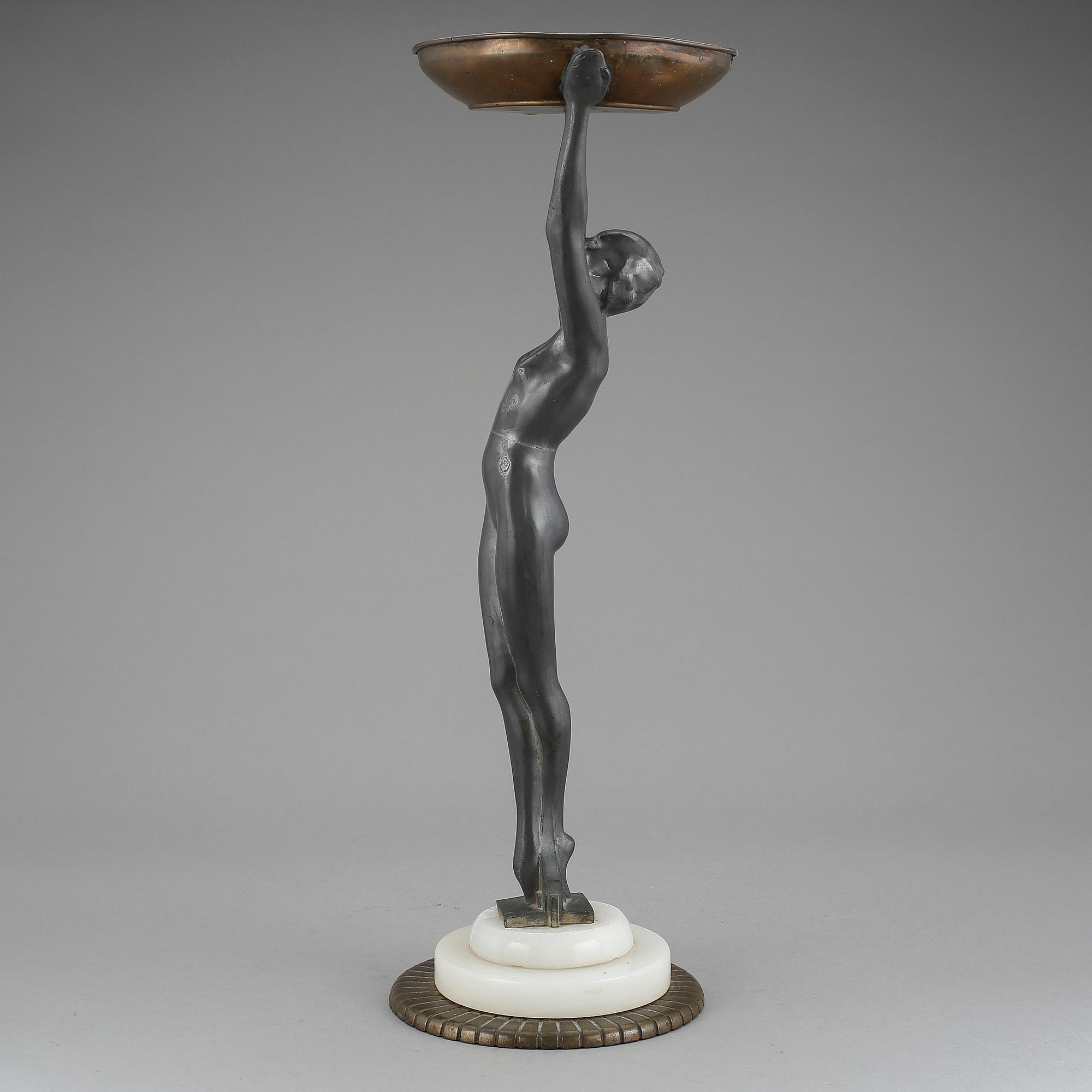 SKULPTUR, tenn och metall, art deco, 1900-talets första hälft.