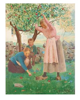91. Axel Kulle, Picking apples.