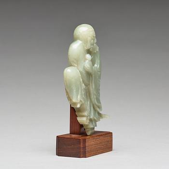 A finely carved nephrite sculpture of an immortal, Qing dynasty, probably Qianlong (1736-95).