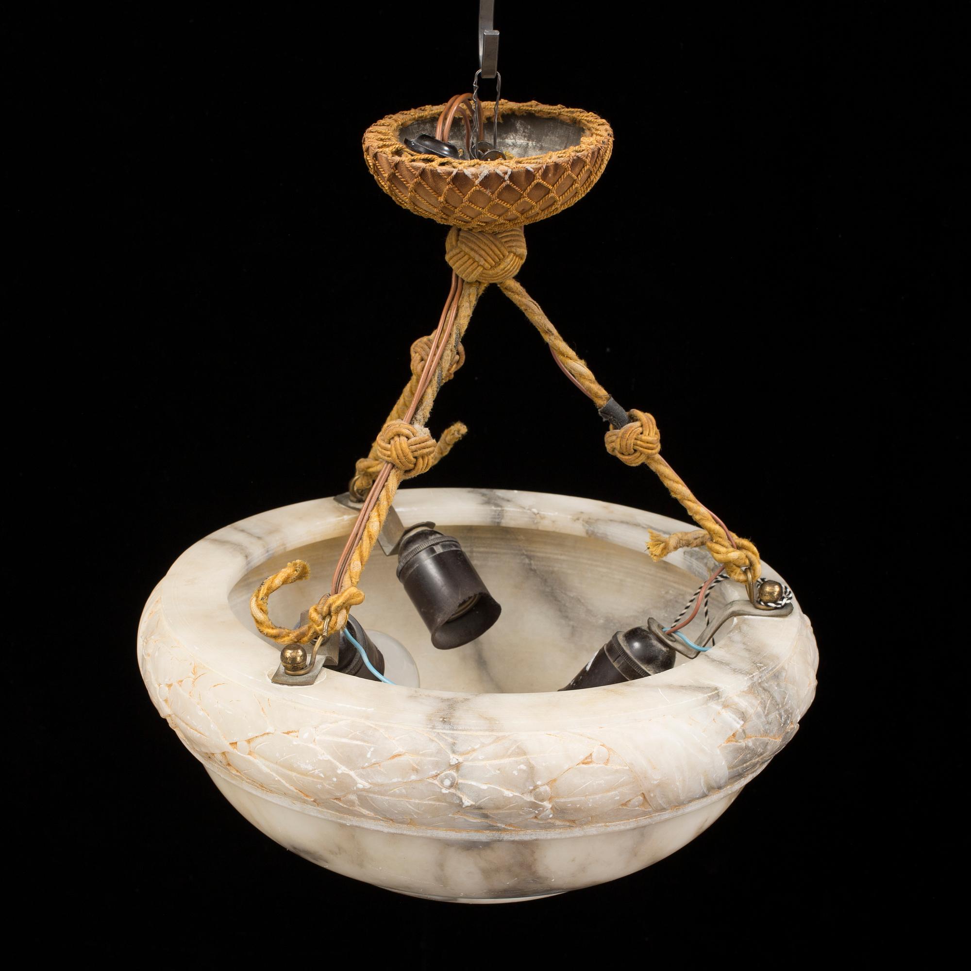 An early 20th century alabaster ceiling lamp.
