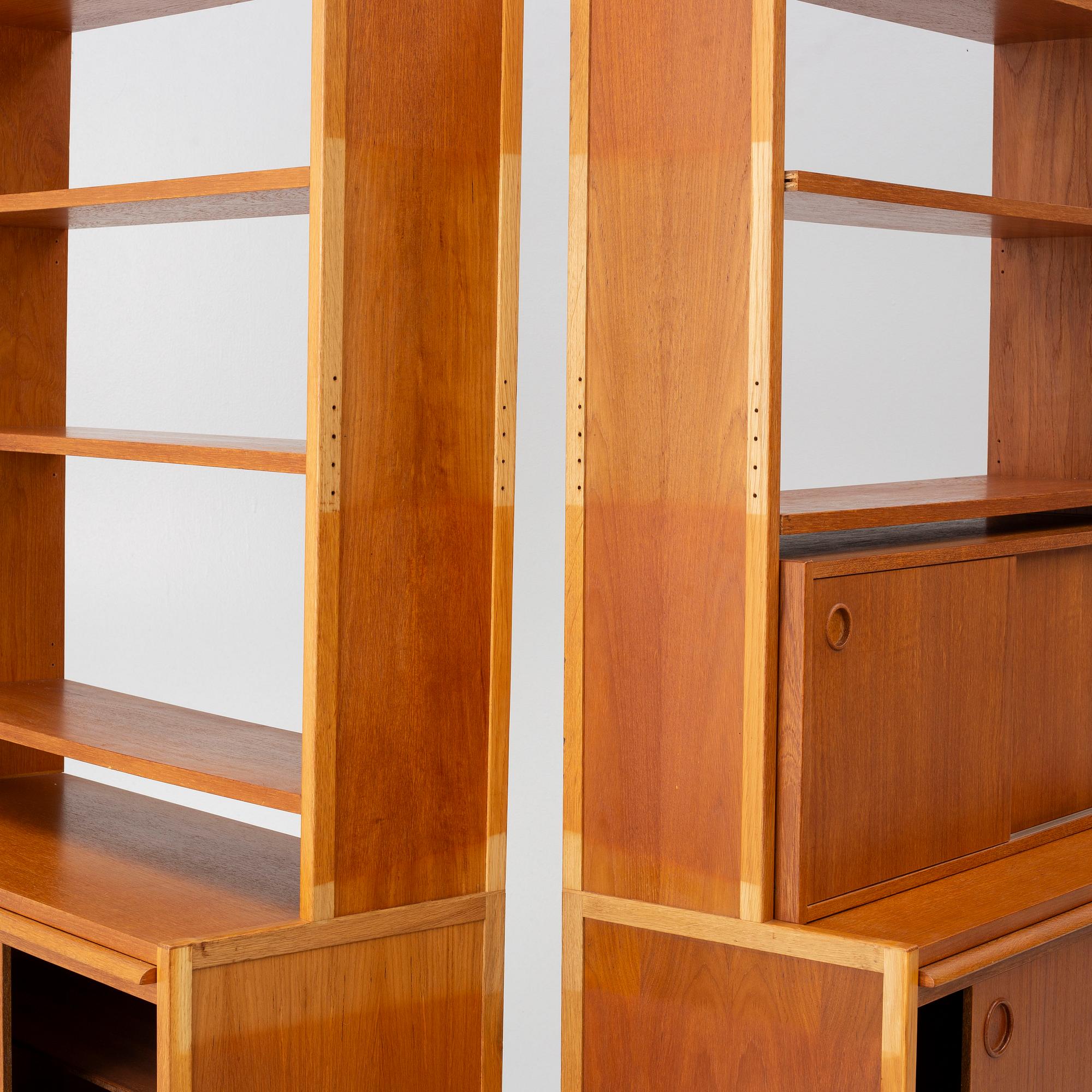 Bookshelves, a pair, mid-20th century.