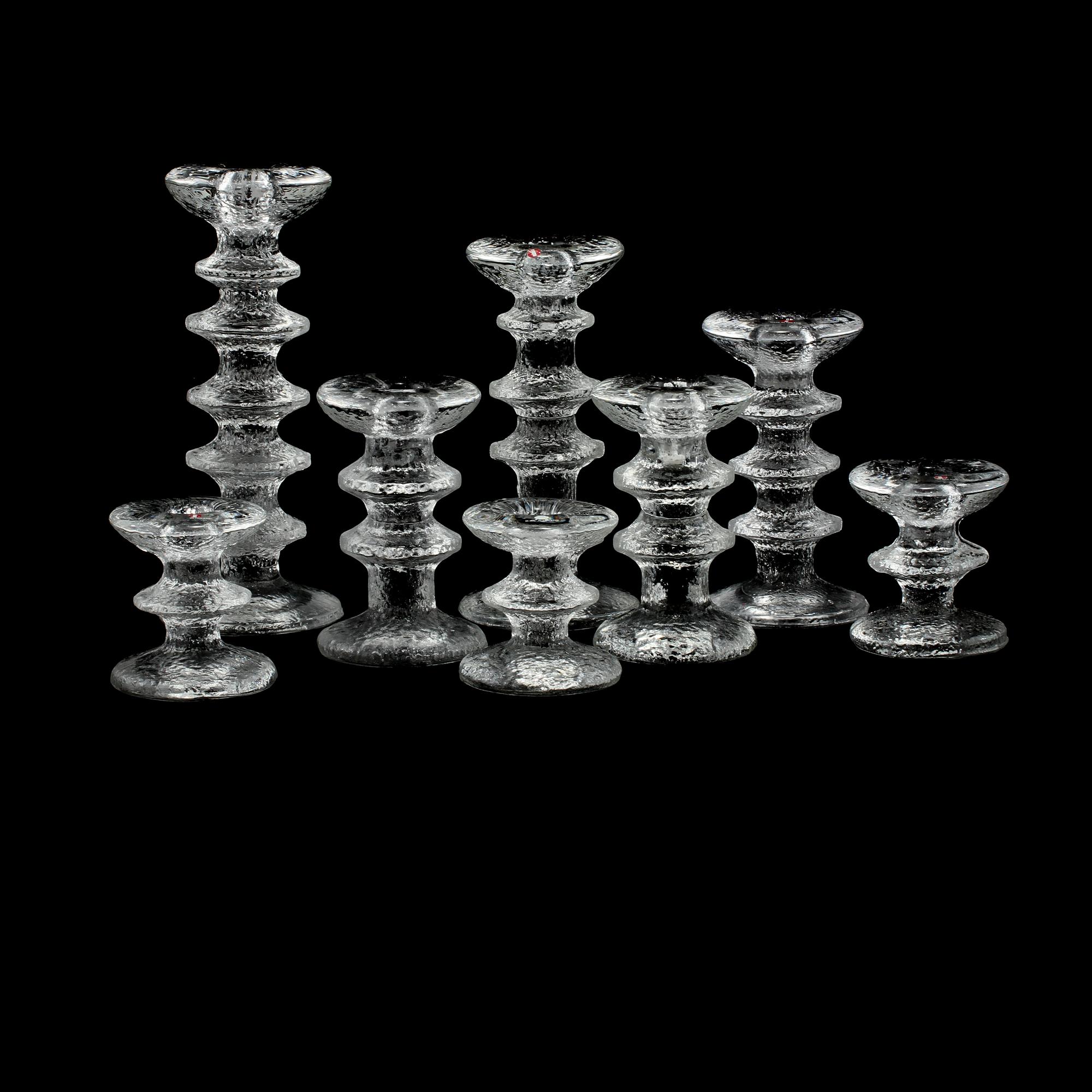 LJUSSTAKAR, 8 st, glas, "Festivo", Timo Sarpaneva, Ittala, formgivna 1966.