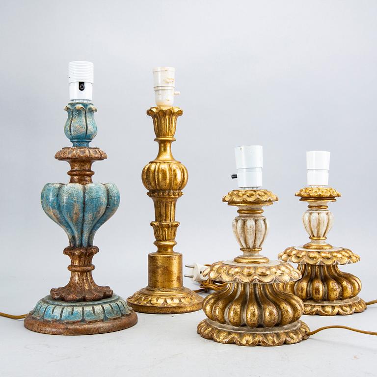 A set of four table lamps from Paoletti, Firenze Italy, second half of 20th century.