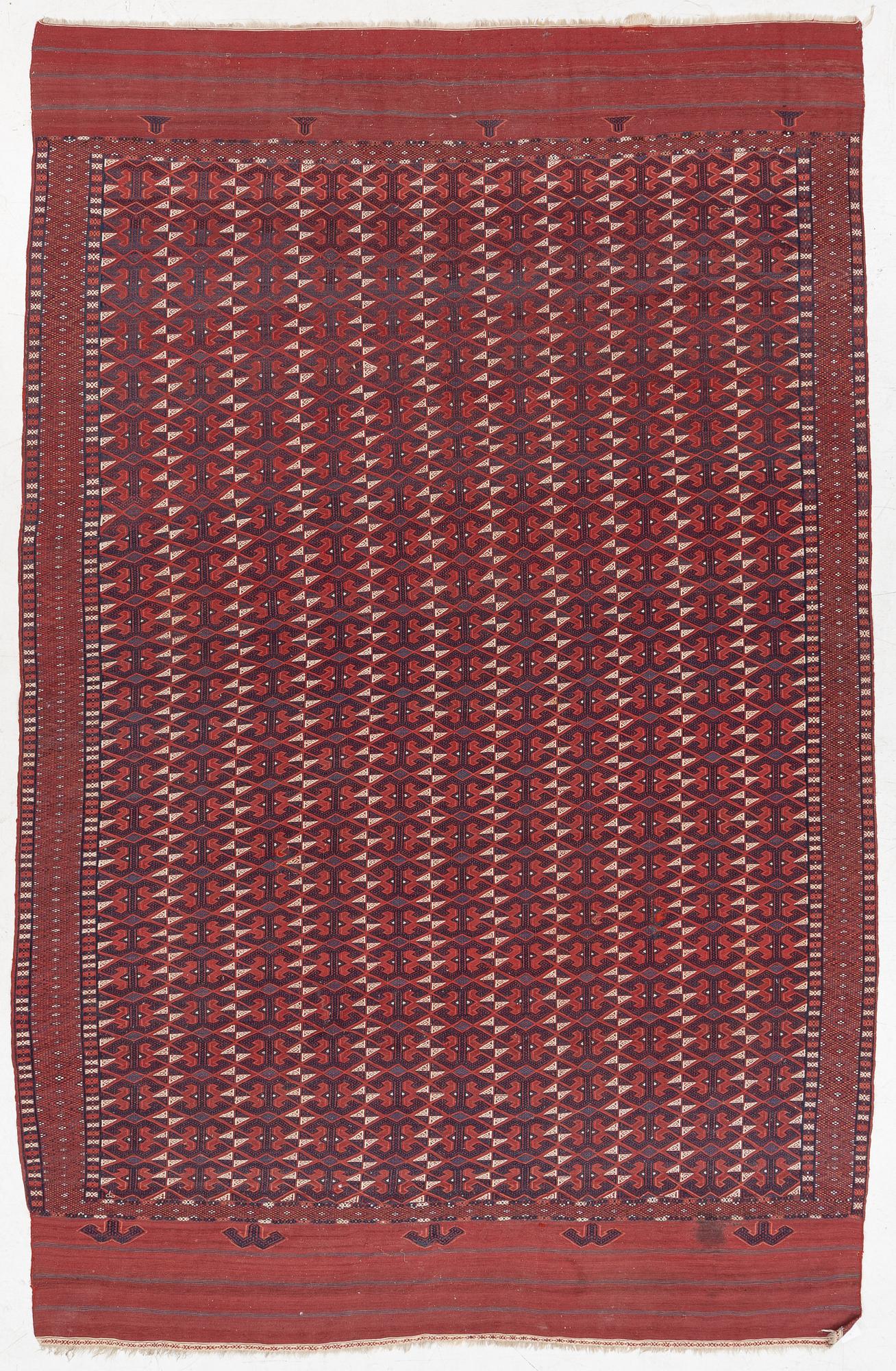 An antique, flat-woven 'Maroofandi', Yomut, Western Turkmenistan, approx. 317 x 207 cm.