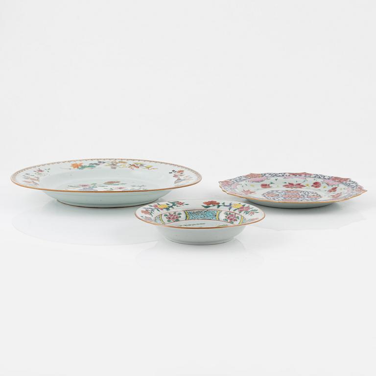 Five Famille Rose porcelain plates, China, Qianlong (1736-95).