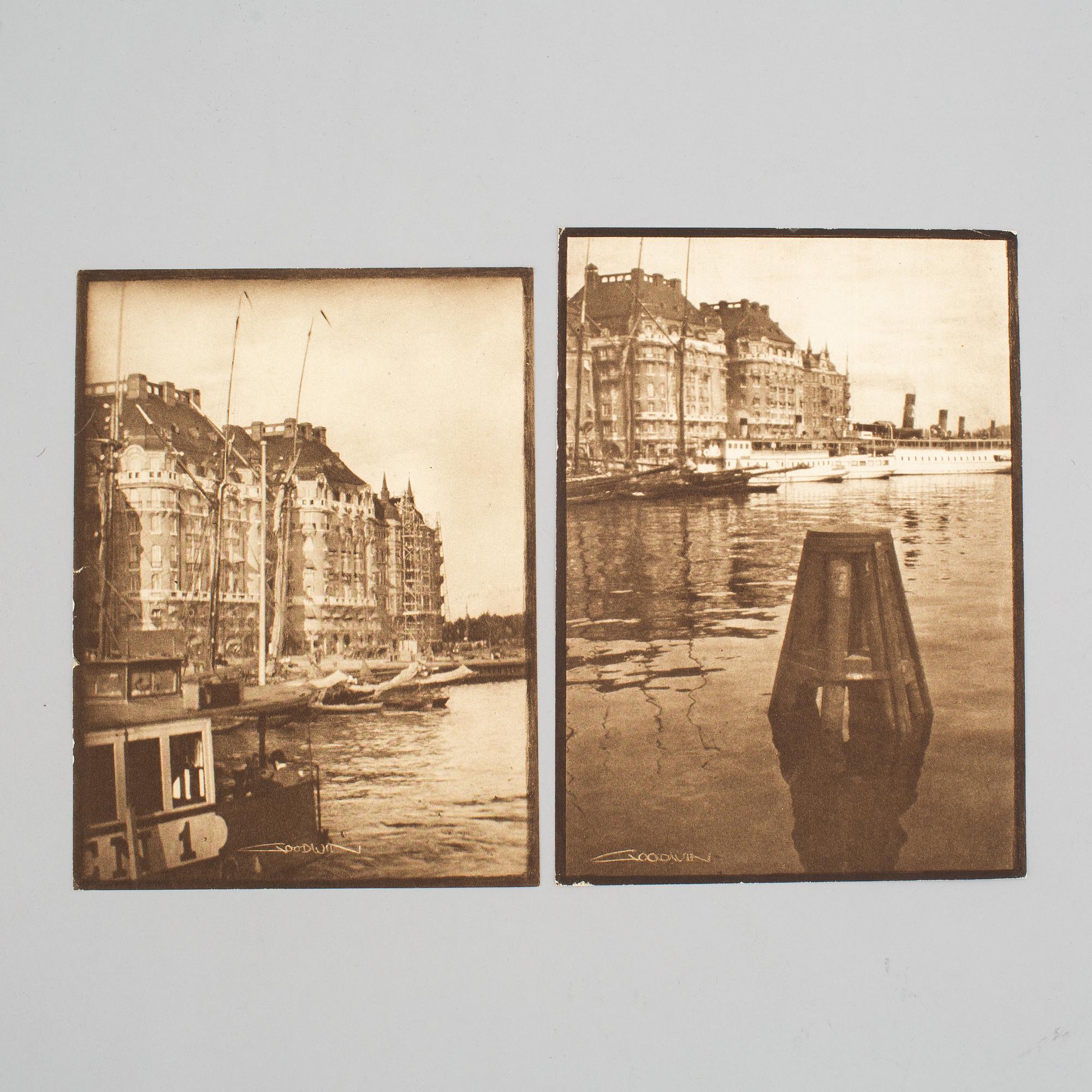 HENRY B. GOODWIN, Two photo gravures from the book Vårt vackra Stockholm signed in the negative.