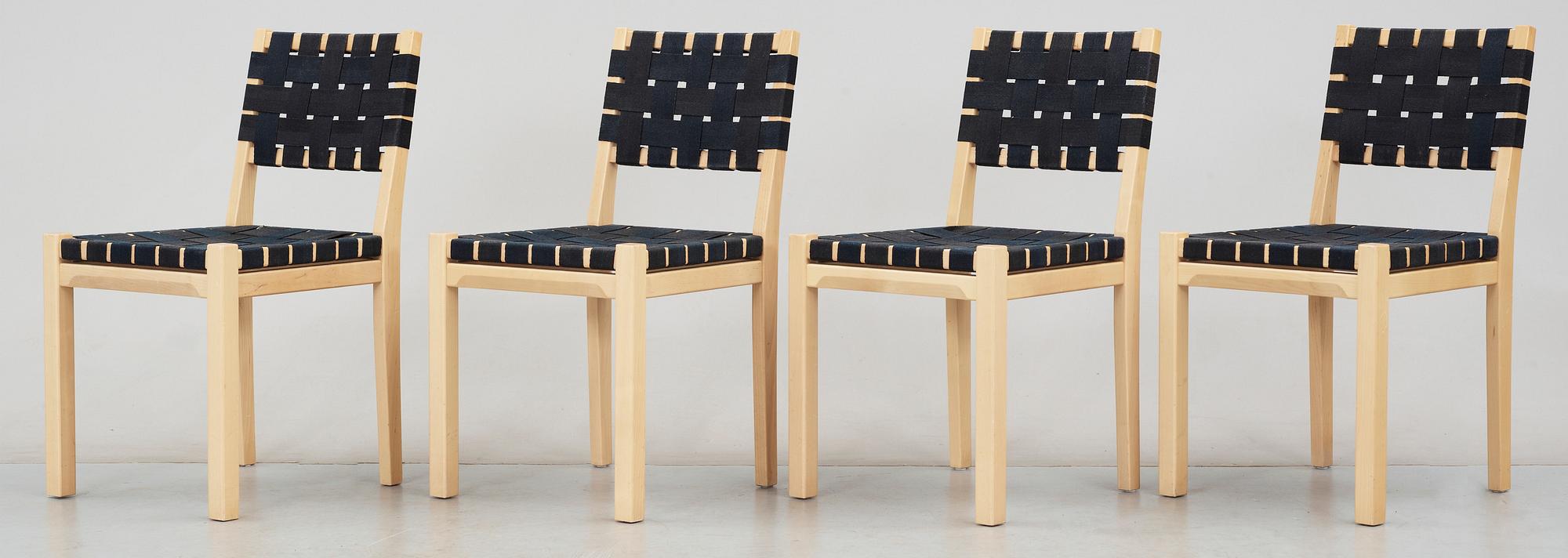 STOLAR, 4 st, modell nr 615, formgiven av Aino Aalto 1939, Artek.
