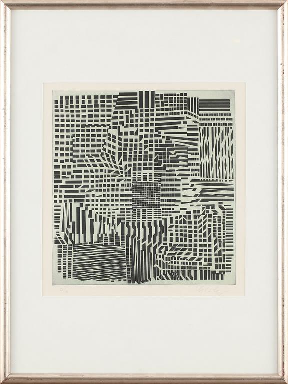 VICTOR VASARELY, färgetsning, signerad och numrerad 63/150.