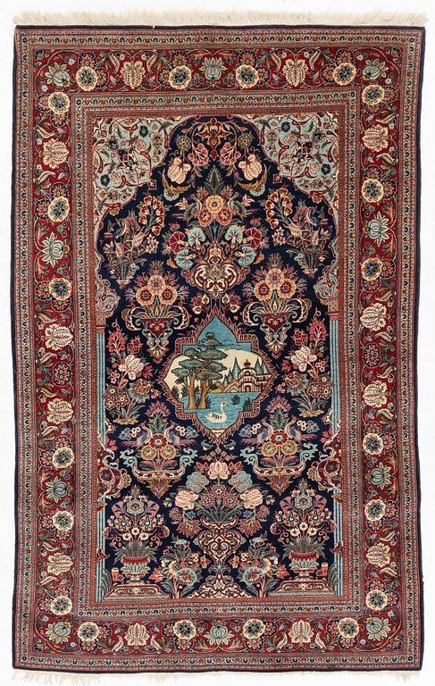 Rug, semi-antique Keshan, circa 209 x 136 cm.
