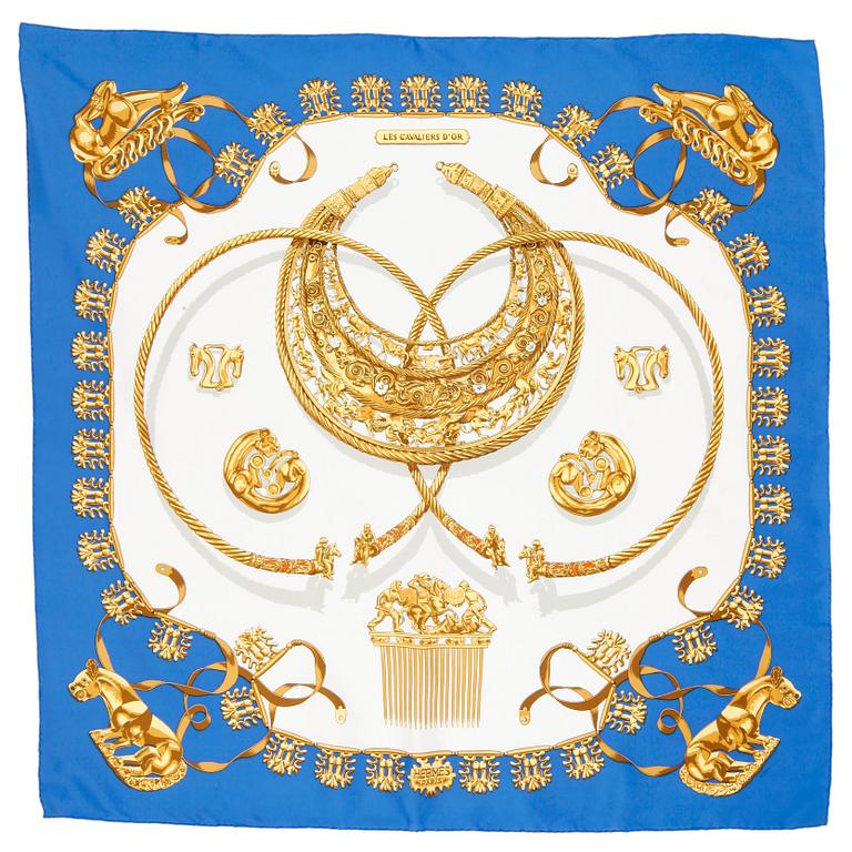 HERMÈS, scarf, "Les Cavaliers D'or".
