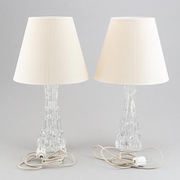 Carl Fagerlund, a pair of model "1477" table lamps for Orrefors.