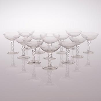 A set of twelve liqueur glasses from the first half of the 20th century.