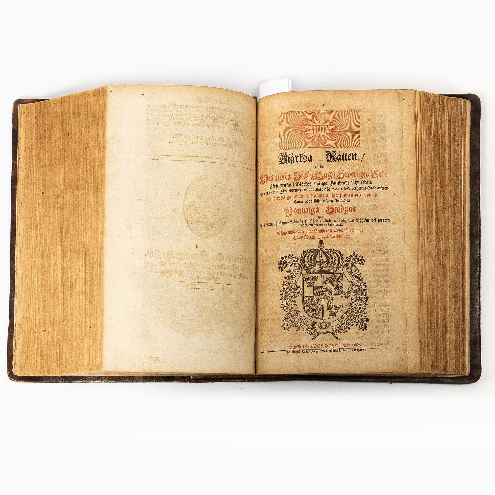 A Swedish law book from 1666 with the rare Björkö map.