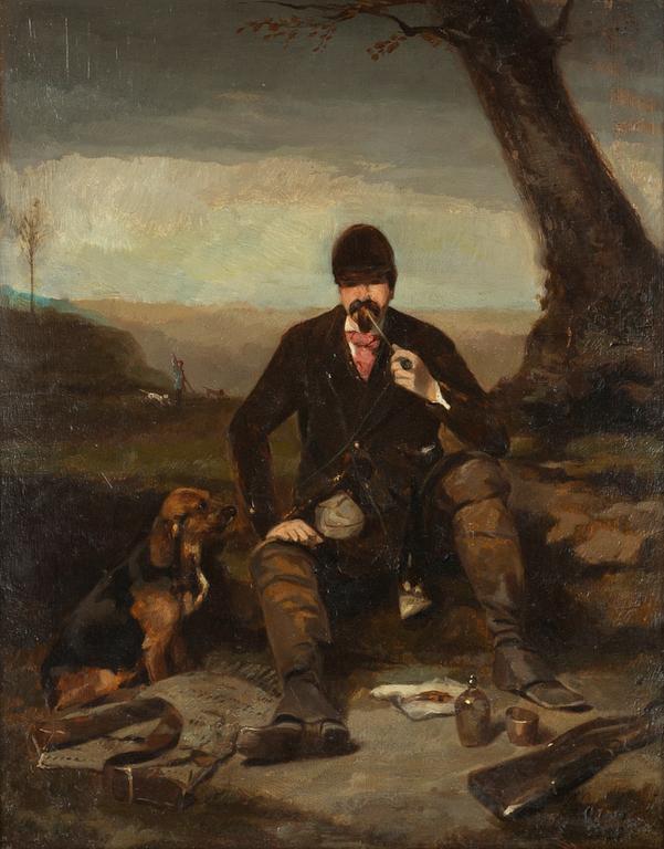 Okänd konstnär 1800-tal , Resting Hunter.