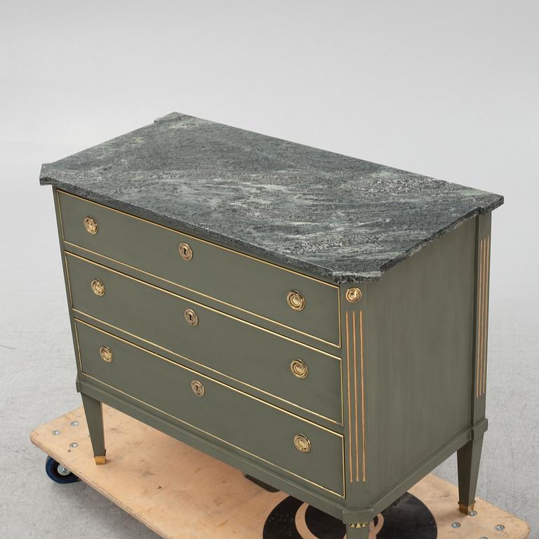 A painted Gustavian chest of drawers, mid 20th Century.