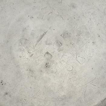 TALLRIKAR, 5 st, tenn, bl a Gottlob Friedrich Baumann, Huddiksvall, 1814, 1700- och 1800-tal.