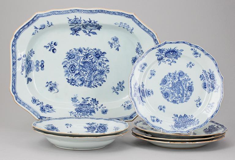 SERVISDELAR, 7 st, porslin, Qianlong, Kina 1700-tal.