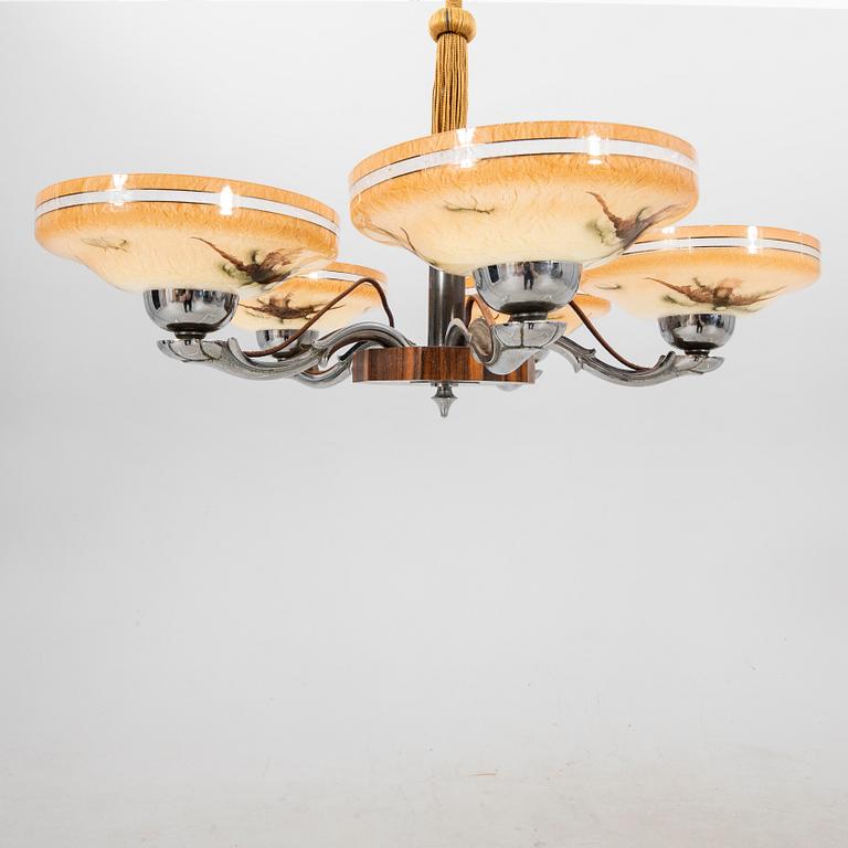 An Art deco 1940s ceiling pendant.