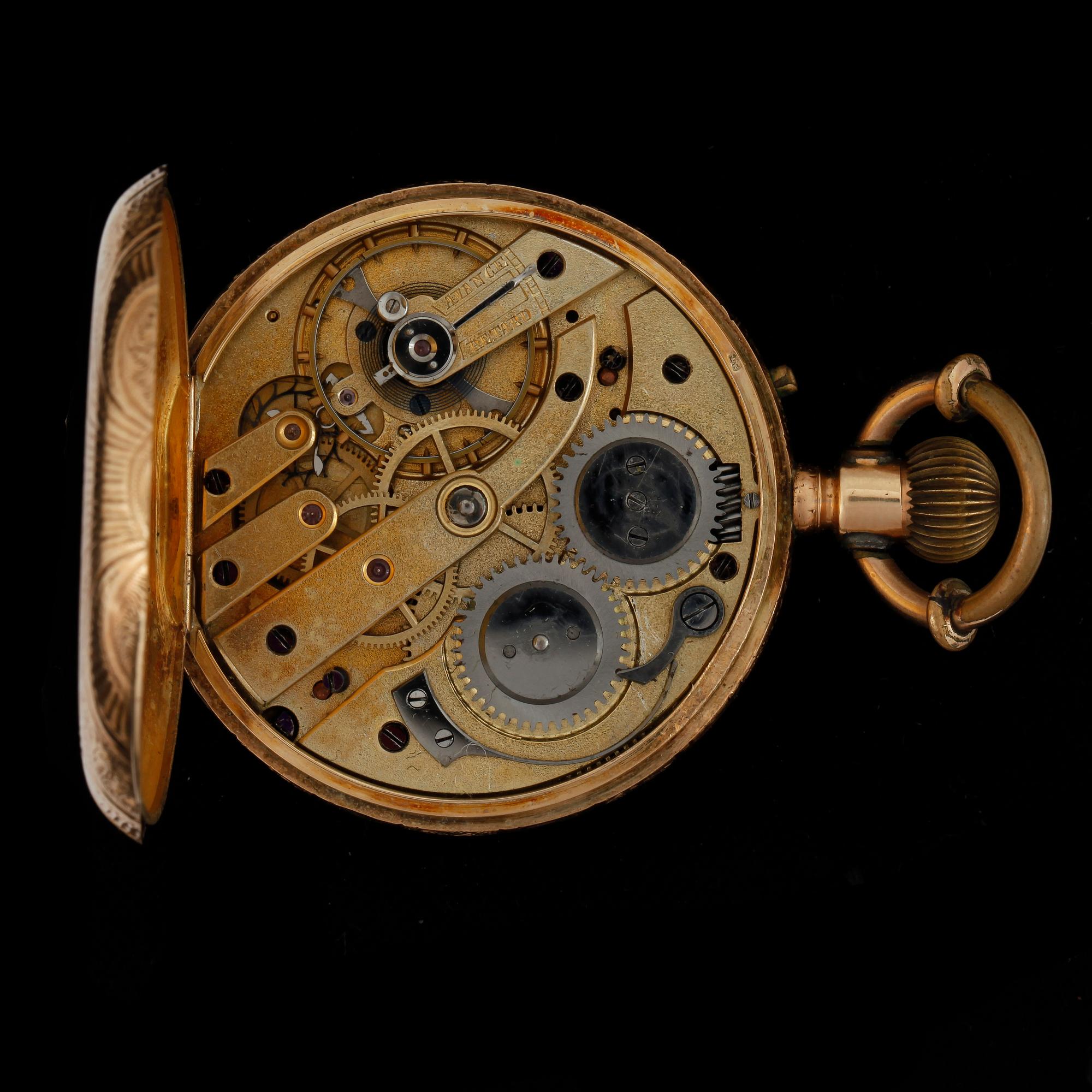 FICKUR, herr, 14k guld, omkring 1900. Vikt  ca74g.
