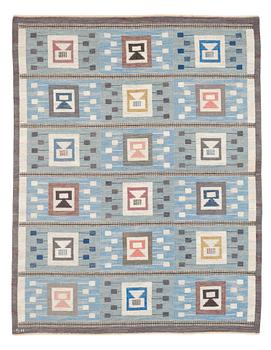 533. CARPET. Flat weave. 255,5 x 200,5 cm. Signed SH (Svensk Hemslöjd).