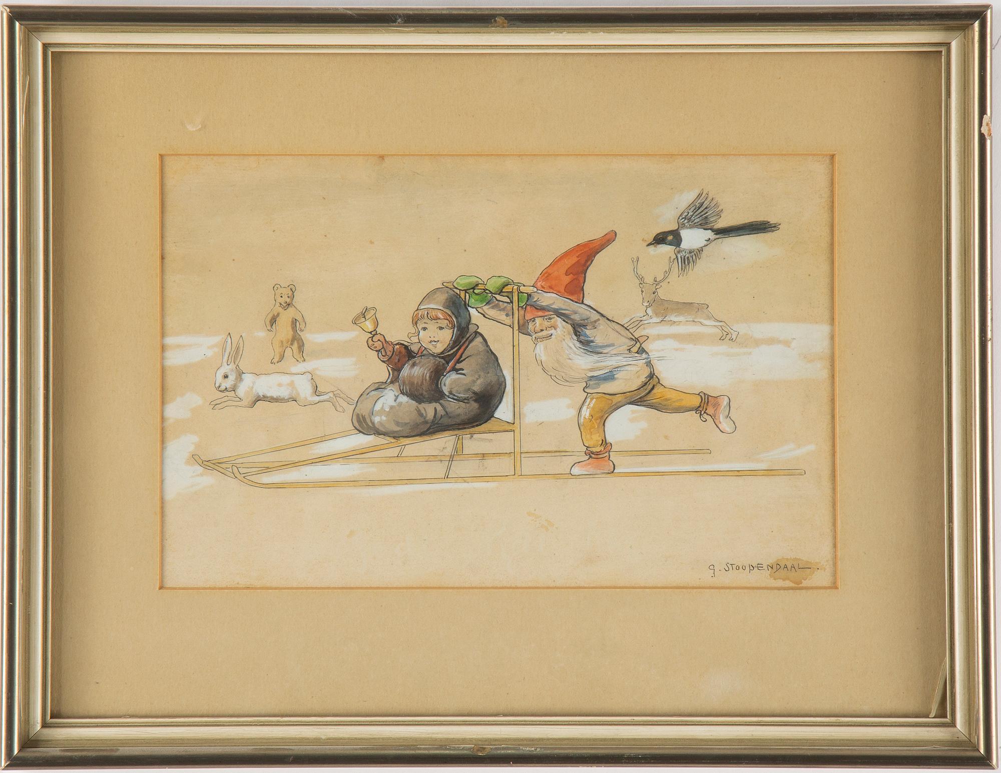 GEORG STOOPENDAAL, watercolur, signed.