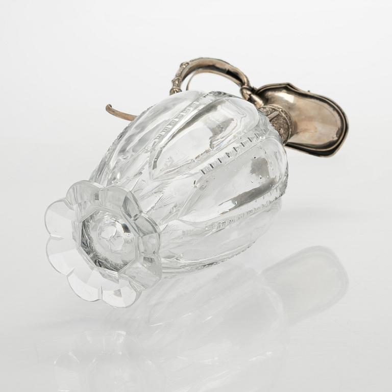 Vinkanna, silver och glas, tidigt 1900-tal.