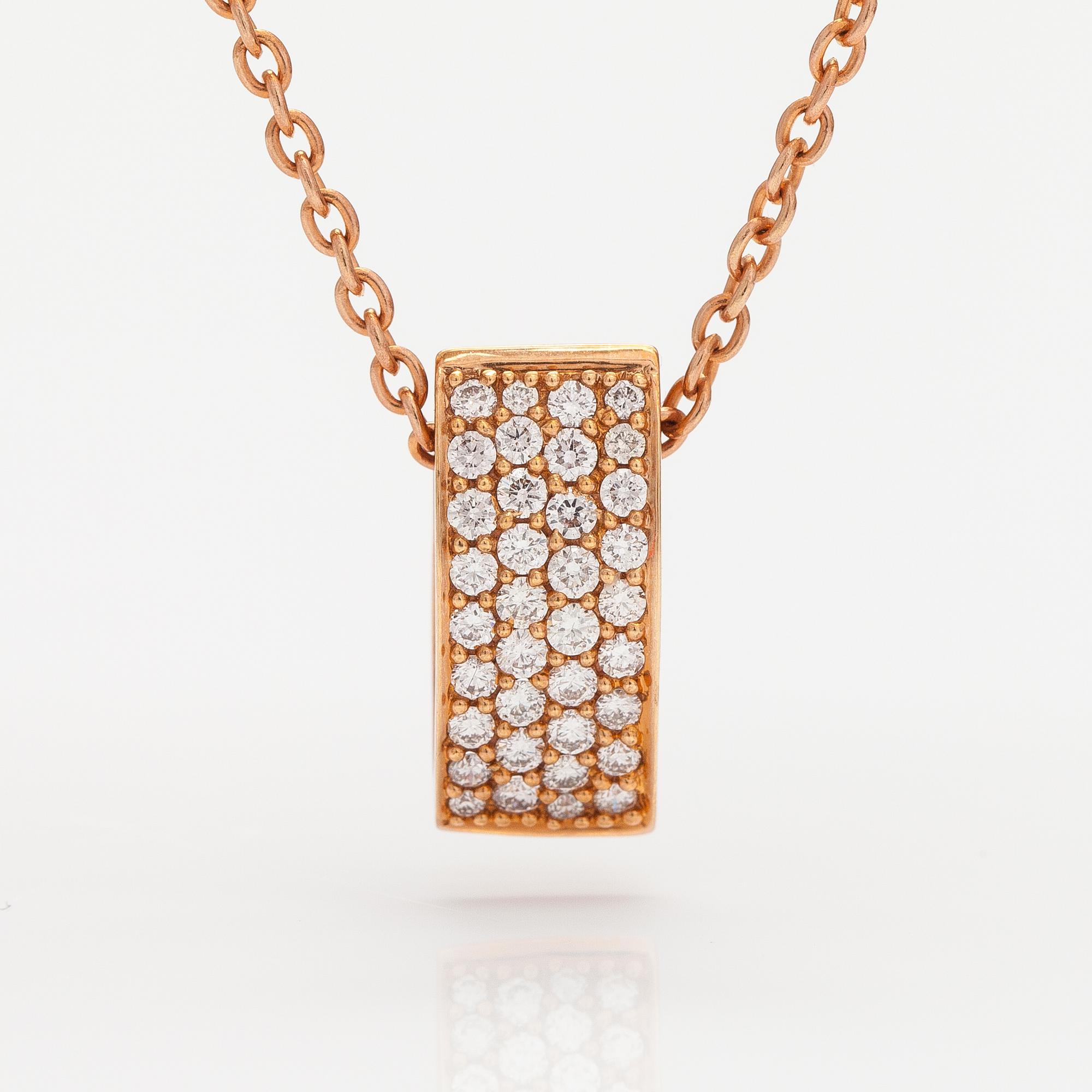 KAULAKORU, 18K punakulta, timantteja n. 0.61 ct yht.