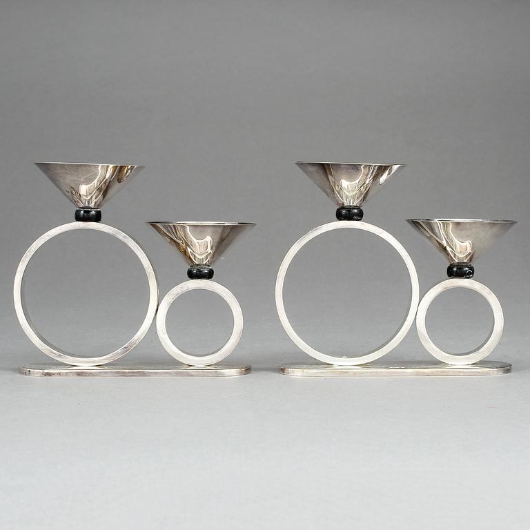 KANDELABRAR, ett par, nysilver, N.F.S, art déco, 1930/40-tal.