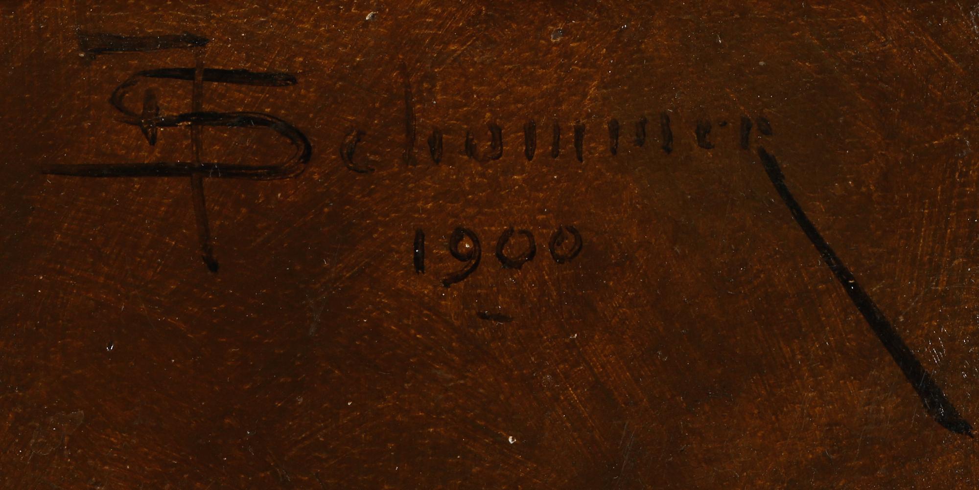 FRANCOIS SCHOMMER, olja på pannå, signerad och daterad 1900.