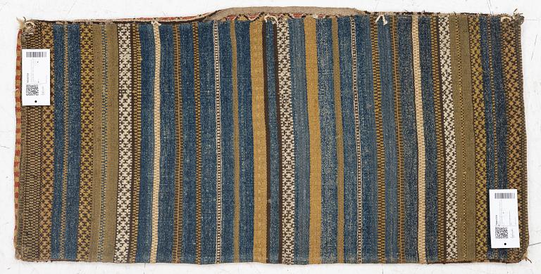 An embroidered carriage cushion, c. 93 x 45 cm, Torna or Bara district, Scania signed BID, circa 1790-1810.