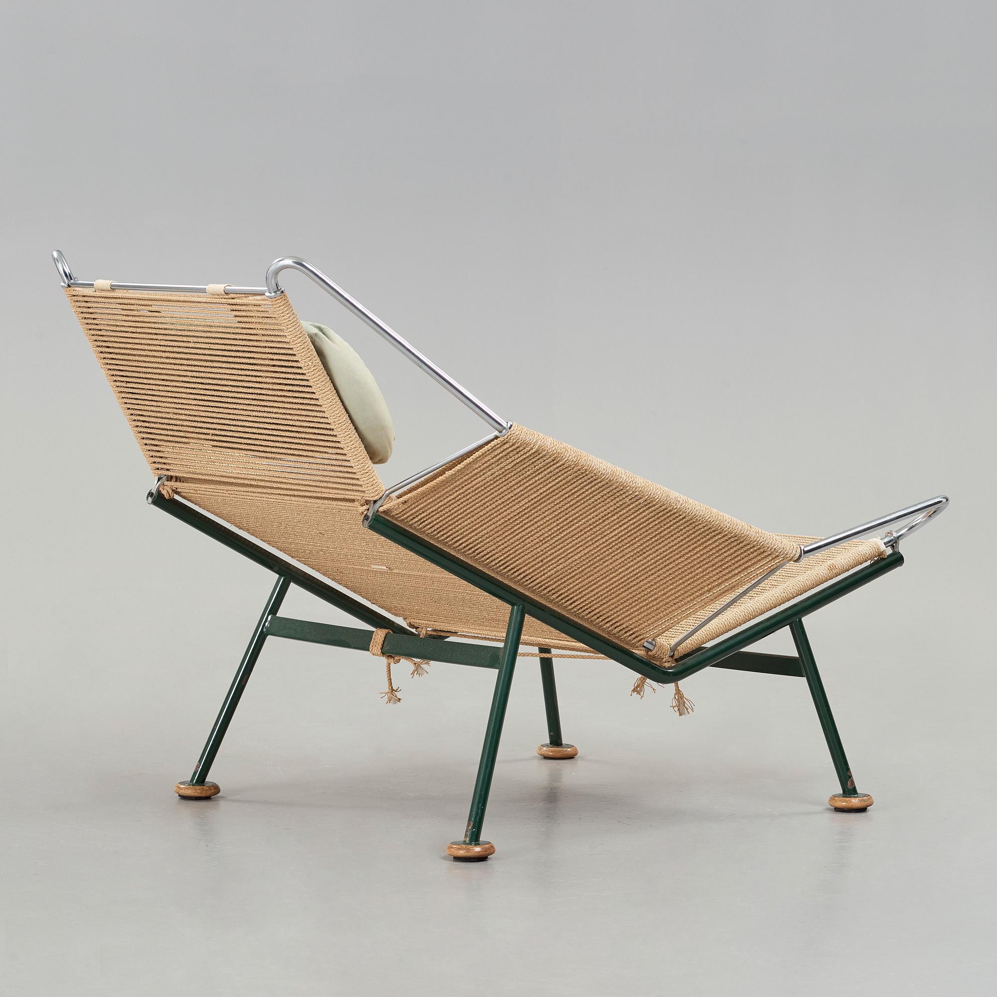 Hans J. Wegner, a 'Flag Halyard' easy chair, Getama, Denmark.