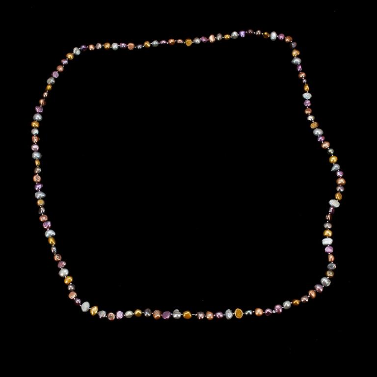 HALSBAND, olika färgade odlade pärlor, nyproduktion.