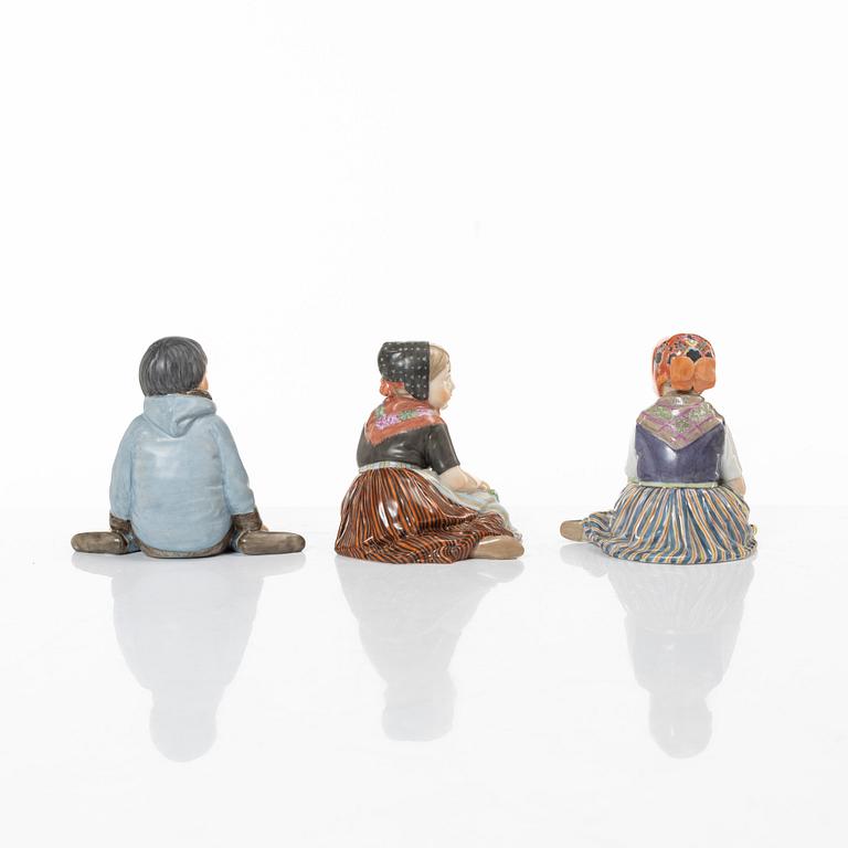 A group of six Danish porcelain figures, Carl Martin-Mansen for Royal Copenhagen, 20th century.