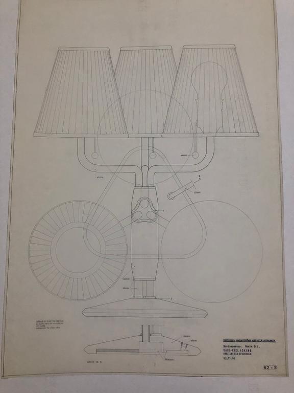 Carl-Axel Acking, a table lamp model "2687", Bröderna Malmströms Metallvarufabrik, Malmö, 1940s.